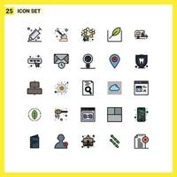 25 ícones criativos sinais modernos e símbolos de elementos de design de vetores editáveis de folha de árvore de mineração de carro de primavera