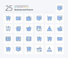 financie o pacote de ícones de 25 cores azuis, incluindo o carrinho de compras. Confira. carteira. carteira. dinheiro vetor