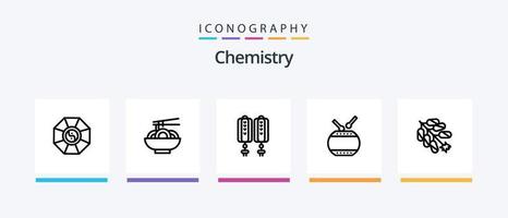 pacote de ícones da linha 5 de química, incluindo laboratório. químico. química. laboratório. químico. design de ícones criativos vetor