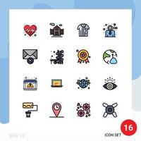 conjunto de 16 símbolos de símbolos de ícones de interface do usuário modernos para mensagem pessoa esporte negócios modernos editáveis elementos de design de vetores criativos