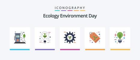 pacote de ícones de 5 planos de ecologia, incluindo etiqueta. rótulo ecológico. verde. eco. preferência. design de ícones criativos vetor