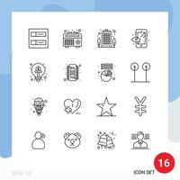 pacote de esboço de 16 símbolos universais de casa de finanças de ideia pré-visualização de elementos de design de vetores editáveis