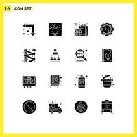 16 ícones criativos, sinais e símbolos modernos de habilidades, pessoa, desenvolvimento, lua, elementos de design de vetores editáveis inteligentes