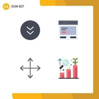 conjunto de pictogramas de 4 ícones planos simples de setas setas download comunicação navegação elementos de design vetoriais editáveis vetor