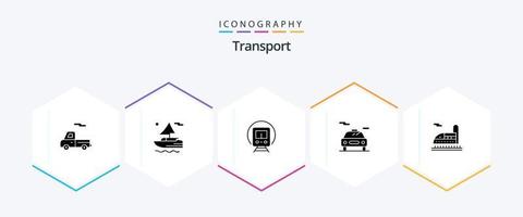 pacote de ícones de 25 glifos de transporte, incluindo . túnel. bonde. transporte. transporte vetor