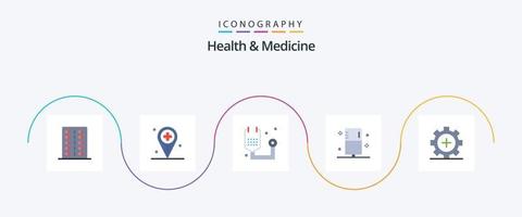 pacote de ícones de 5 planos de saúde e medicina, incluindo fitness. doença. mapa. medicamento. forma vetor