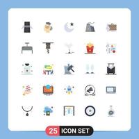 conjunto de 25 sinais de símbolos de ícones de interface do usuário modernos para elementos de design de vetores editáveis de noite de construção inteligente de maleta