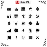 conjunto de 25 sinais de símbolos de ícones de interface do usuário modernos para página de ecologia de natureza irlanda bloon elementos de design de vetores editáveis