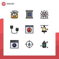 conjunto de 9 sinais de símbolos de ícones de interface do usuário modernos para dispositivos de diagnóstico de gadget de negócios, computadores, elementos de design de vetores editáveis