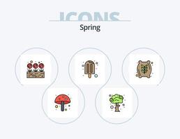 pacote de ícones cheio de linha de primavera 5 design de ícones. clima. nuvem. páscoa. sabão. bolhas vetor