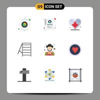 9 ícones criativos, sinais modernos e símbolos do homem, agricultor, ferramentas de amor, construção, elementos de design vetorial editáveis vetor