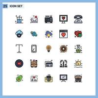 25 ícones criativos sinais e símbolos modernos de comunicação a qualquer momento bombeiro pulso coração editável elementos de design vetorial vetor