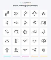 pacote de ícones de contorno de seta criativa 25, como o próximo. seta. certo. sinal. seta vetor