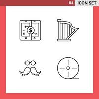 conceito de 4 linhas para sites móveis e aplicativos móveis som harpa hipster elementos de design vetorial editáveis vetor