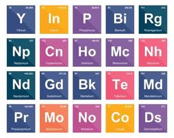 20 tabela periódica do design do pacote de ícones de elementos vetor