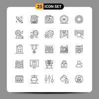 25 sinais de linha universais símbolos de elementos de design de vetores editáveis de bens de comércio eletrônico on-line gratuitos