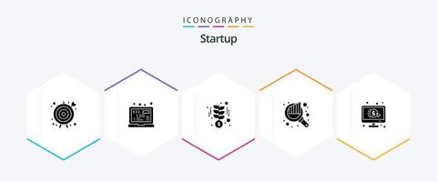pacote de ícones de 25 glifos de inicialização, incluindo pagamento. seo. crescimento. procurar. auditoria vetor