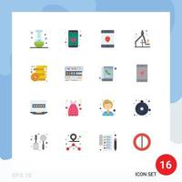 16 ícones criativos, sinais modernos e símbolos de moedas, segurança, finanças, design gráfico, pacote editável de elementos de design vetorial criativo vetor