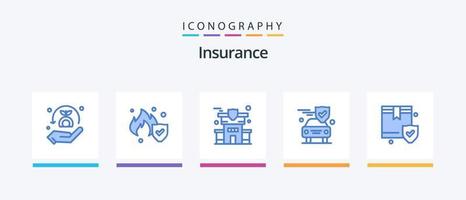 pacote de ícones de seguro azul 5, incluindo caixa. proteção. seguro. seguro. segurança. design de ícones criativos vetor