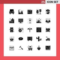 conjunto moderno de 25 glifos e símbolos sólidos, como elementos de design vetorial editáveis do livro de banho da indústria do chuveiro vetor