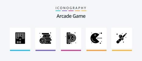 Pacote de ícones Arcade Glyph 5, incluindo bilhar. jogo. brinquedos. diversão. jogar. design de ícones criativos vetor