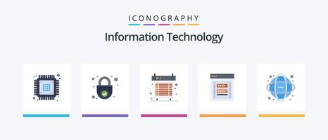 pacote de ícones plana 5 de tecnologia da informação, incluindo login. fraudulento. seguro. sistema. fã. design de ícones criativos vetor