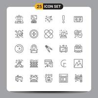 25 ícones criativos, sinais e símbolos modernos de fita de áudio, sinal de papel analógico, perigo, elementos de design vetorial editáveis vetor