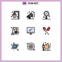 conjunto de 9 sinais de símbolos de ícones de interface do usuário modernos para dispositivo de lucro de negócios de computador empresário elementos de design de vetores editáveis