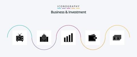 pacote de ícones de glifo 5 de negócios e investimentos, incluindo dólar. do utilizador. analítico. interface. negócios vetor