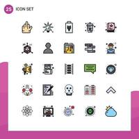 conjunto de 25 sinais de símbolos de ícones de interface do usuário modernos para história, bateria de bebê, água, comida, elementos de design de vetores editáveis