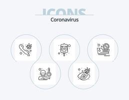ícone de linha de coronavírus pack 5 design de ícone. viagem. seguro. data. proteção. limpar vetor