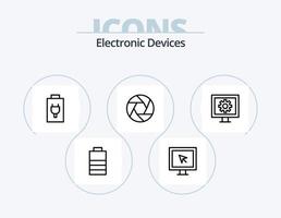 design de ícone do pacote de 5 ícones de linha de dispositivos. . foto. inteligente. quadro. energia vetor