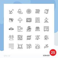 pacote de linha de 25 símbolos universais de elementos de design de vetor editável de guirlanda de papel universitário de falha