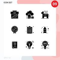 9 interface do usuário pacote de glifos sólidos de sinais e símbolos modernos de vírus de pesquisa bolsa bactérias elementos de design de vetores editáveis políticos