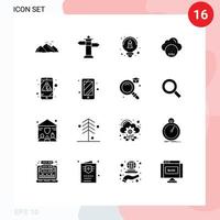 pacote de ícones vetoriais de estoque de 16 sinais e símbolos de linha para elementos de design vetorial editáveis de poluição da indústria criativa de alerta móvel