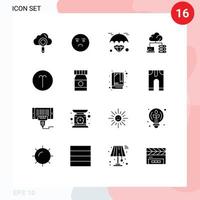 16 conceito de glifo sólido para sites móveis e aplicativos simbolismo aries servidor de diamante nuvem elementos de design de vetores editáveis