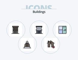 linha de edifícios cheia de ícones do pacote 5 design de ícones. prédio. arquitetura. localização. real. casas vetor
