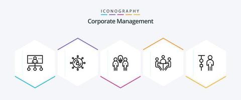 pacote de ícones de 25 linhas de gerenciamento corporativo, incluindo conferência. negócios. rede. trabalho em equipe. pessoas vetor