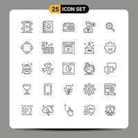 grupo de símbolos de ícone universal de 25 linhas modernas de grelha para fritar panela de fotos trabalho elementos de design de vetores editáveis