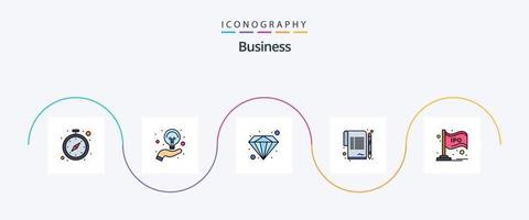 linha de negócios cheia de pacote de 5 ícones planos, incluindo estoque. ipo. diamante. acordo. papel vetor