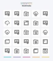 pacote de ícones de contorno de multimídia criativa 25, como download. nuvem. selecionado. montanha. download vetor