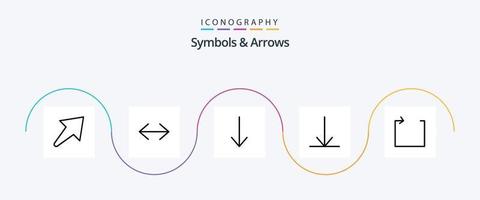 símbolos e setas linha 5 pacote de ícones incluindo . abaixo. vetor