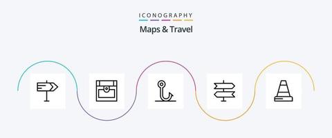 mapas e pacote de ícones da linha 5 de viagens, incluindo . gancho. tráfego. cone vetor