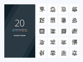 20 ícone de esboço de leilão para apresentação vetor