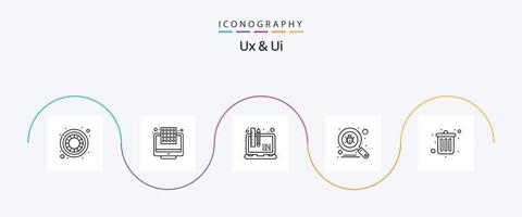 ux e ui line 5 icon pack incluindo escritório. negócios. desenvolvimento. vírus. Varredura vetor