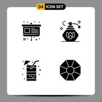 pacote de ícones vetoriais de estoque de 4 sinais e símbolos de linha para apresentação de comida de arte elementos de design de vetores editáveis de diamante limpo