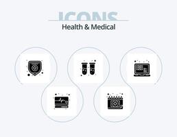 saúde e ícone de glifo médico pack 5 design de ícone. pergunta. médico. plano de saúde. laboratório. Teste de sangue vetor