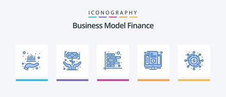 financiar pacote de ícones azul 5 incluindo fatura. conta. investidor. relatório. figuras. design de ícones criativos vetor