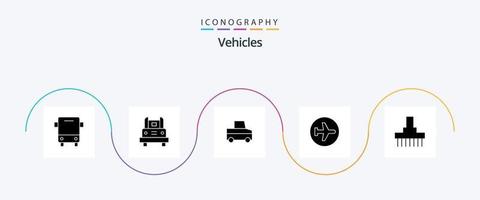 Pacote de ícones de glifo 5 de veículos, incluindo sinal. aeroporto. transporte. avião. caminhão vetor