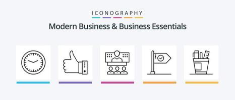 pacote de ícones de linha 5 essenciais para negócios e negócios modernos, incluindo digital. computador. encontrar. telefone. ver. design de ícones criativos vetor